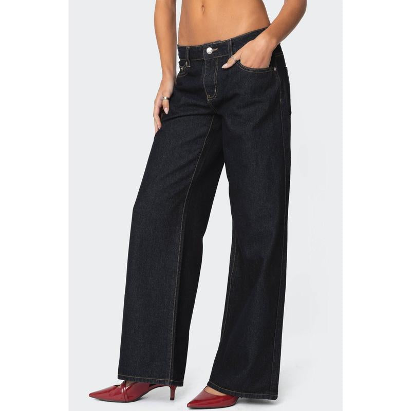 Raelynn Washed Low Rise Baggy Jeans