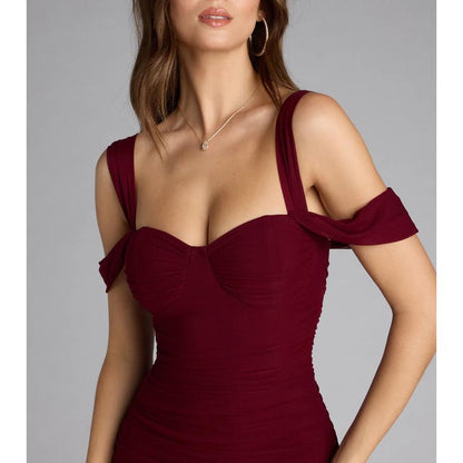 Stylish Soiree Cold Shoulder Midi Dress