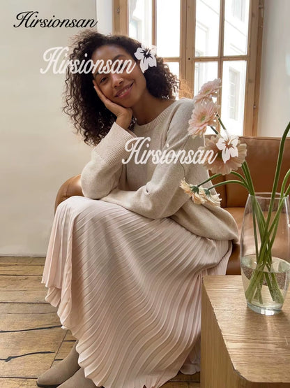 Pleated Skirts Women 2023 Autumn New Korean Fashion Vintage Solid a Line Skirt for Lady Chic Elegant Midi Skirt