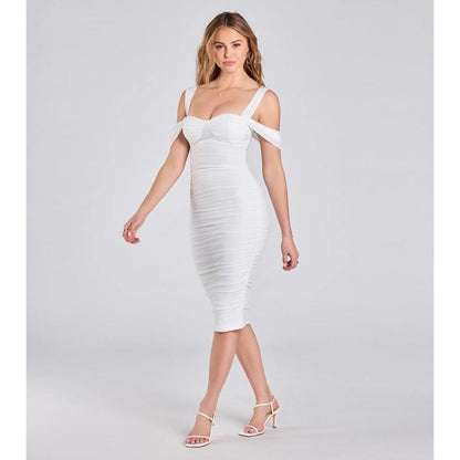 Stylish Soiree Cold Shoulder Midi Dress