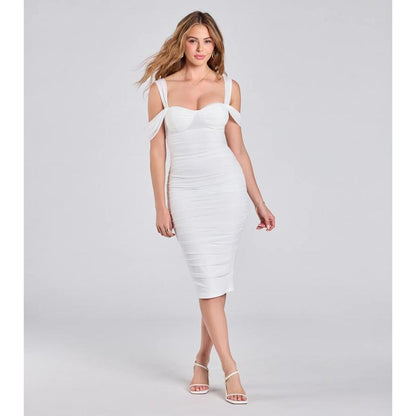 Stylish Soiree Cold Shoulder Midi Dress