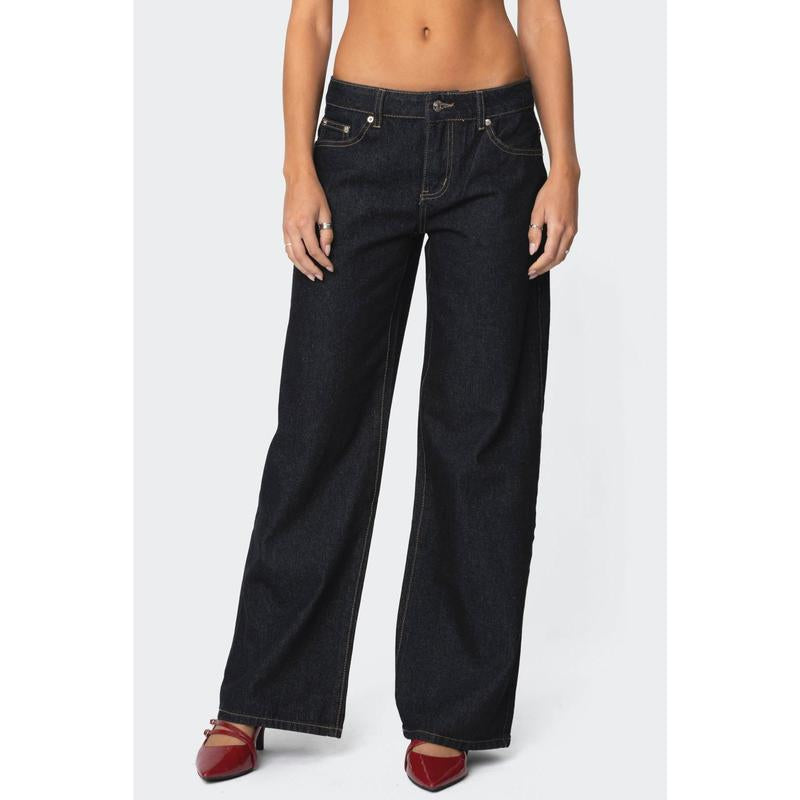 Raelynn Washed Low Rise Baggy Jeans